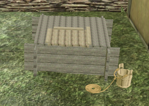 Model der viser hvordan en brønd kan have set ud i 1100-tallet